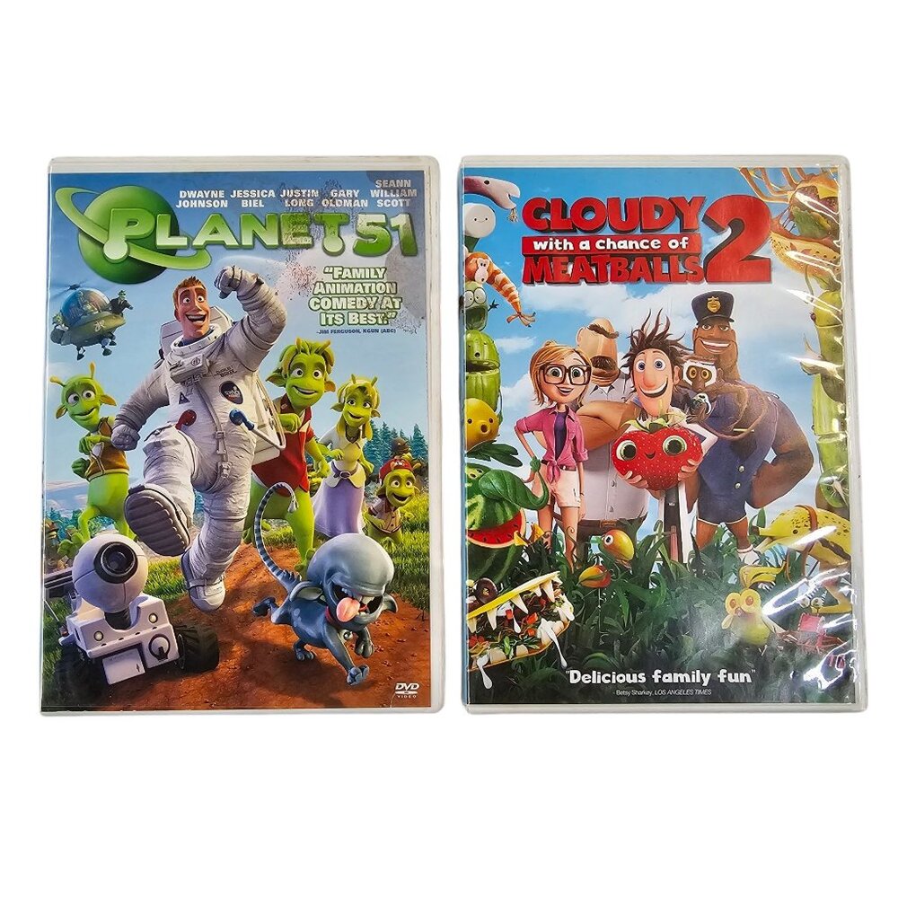 Planet 51 Dwayne Johnson Cloudy With A Chance Of Meatballs 2 DVD Movie Bundle